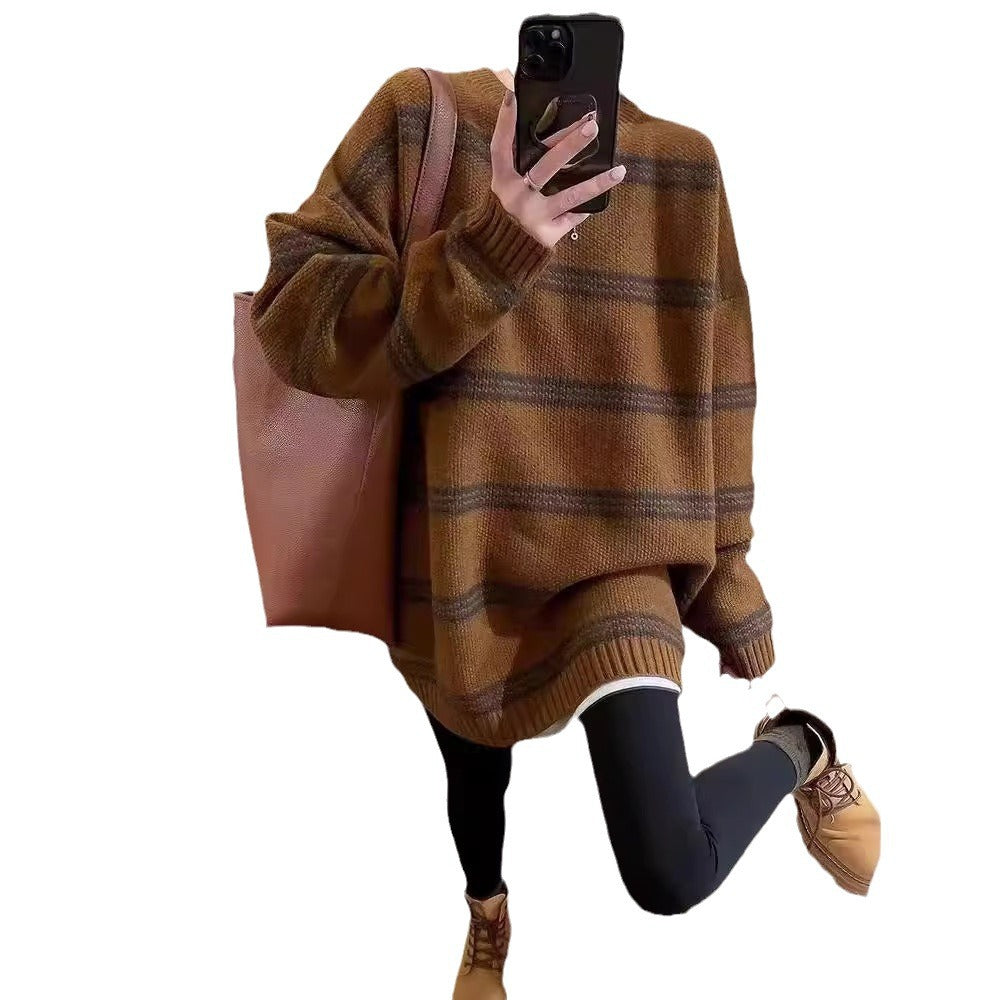 Dames Grand pull en tricot avec rayures maritimes Chic und Stil