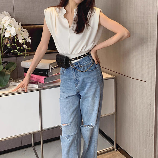 Blouse à manches courtes élégante pour femmes Chic und Stil