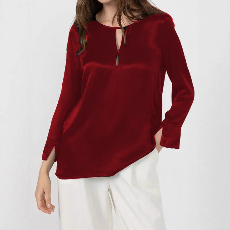 Dames Élégante blouse avec un design d’ouverture innovant et un matériau douillet Chic und Stil