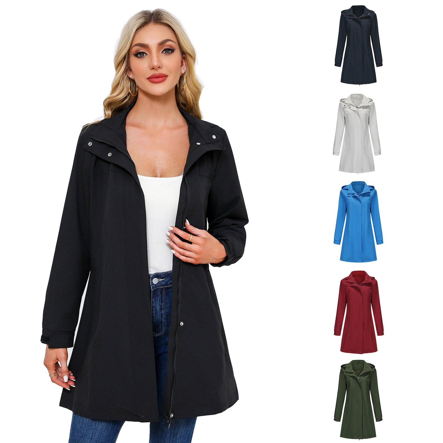 Functional transitional jacket for women with adjustable hood and practical pockets Chic and Style