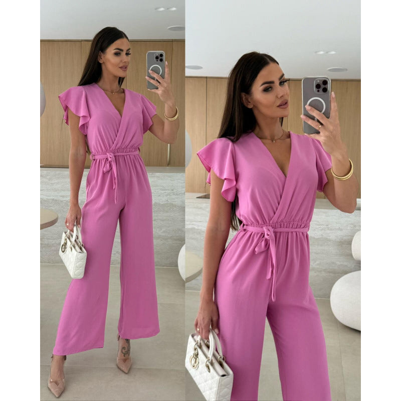 Dames Combinaison Élégante à Encolure Fronçée Chic und Stil