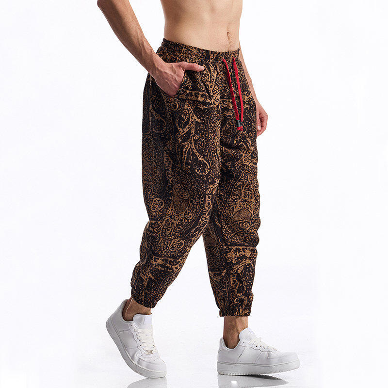 Casual Harem Pants for Men with Colorful Floral Print and Elastic Chic and Style
