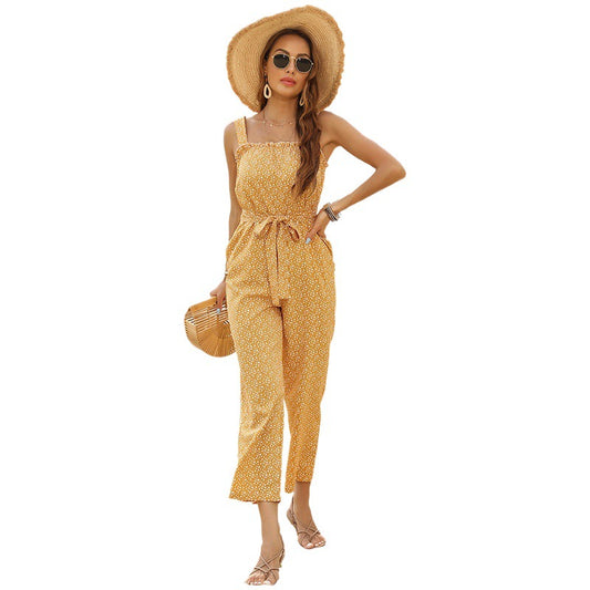 Dame combinaison avec impression florale et ceinture à nouer ajustable Chic und Stil