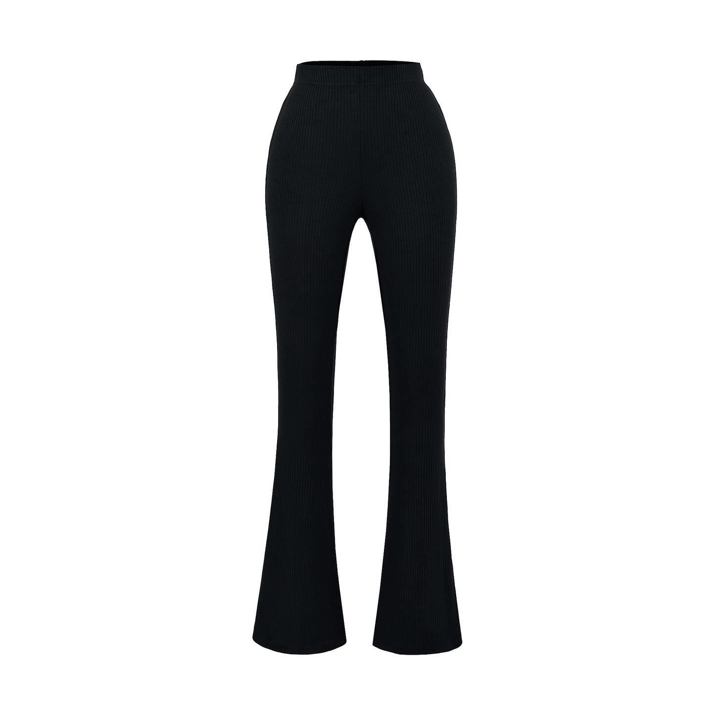 Elegant flared pants for women with a high waist and fine rib design Chic and Style