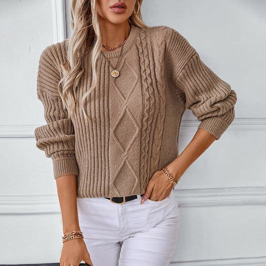 Pull en tricot à la mode pour femmes avec des motifs structurés et un col rond Chic und Stil