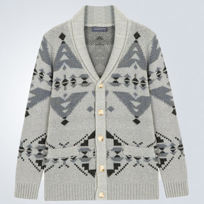 Men's knit jacket with a geometric pattern and a soft, warm lining Chic and Style