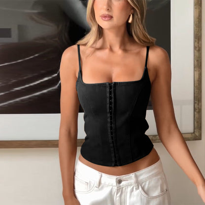 Dames Haut-Corset en Denim Structuré Chic und Stil