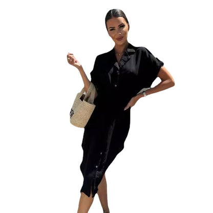 Robe en chemise à boutons détendue pour femmes avec ceinture à nouer Chic und Stil