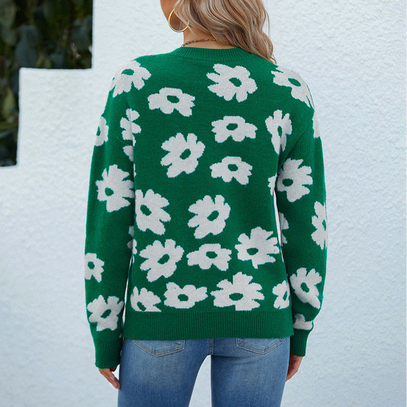 Pull en maille pour femmes avec motif floral et coupe décontractée Chic und Stil