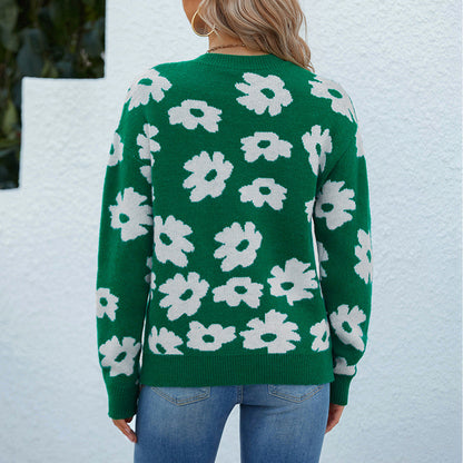 Pull en maille pour femmes avec motif floral et coupe décontractée Chic und Stil