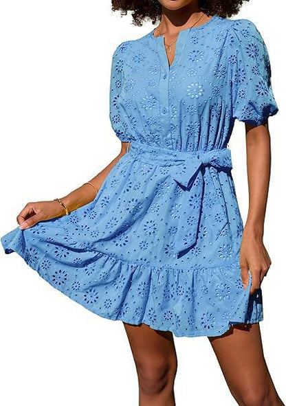 Robe Mini à œillets floraux pour femmes Chic und Stil