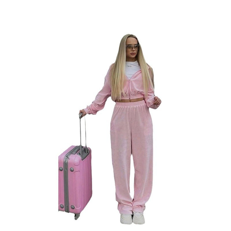 Dames Ensemble en Fleece Sportif à Capuche avec Coupe Ample Chic und Stil