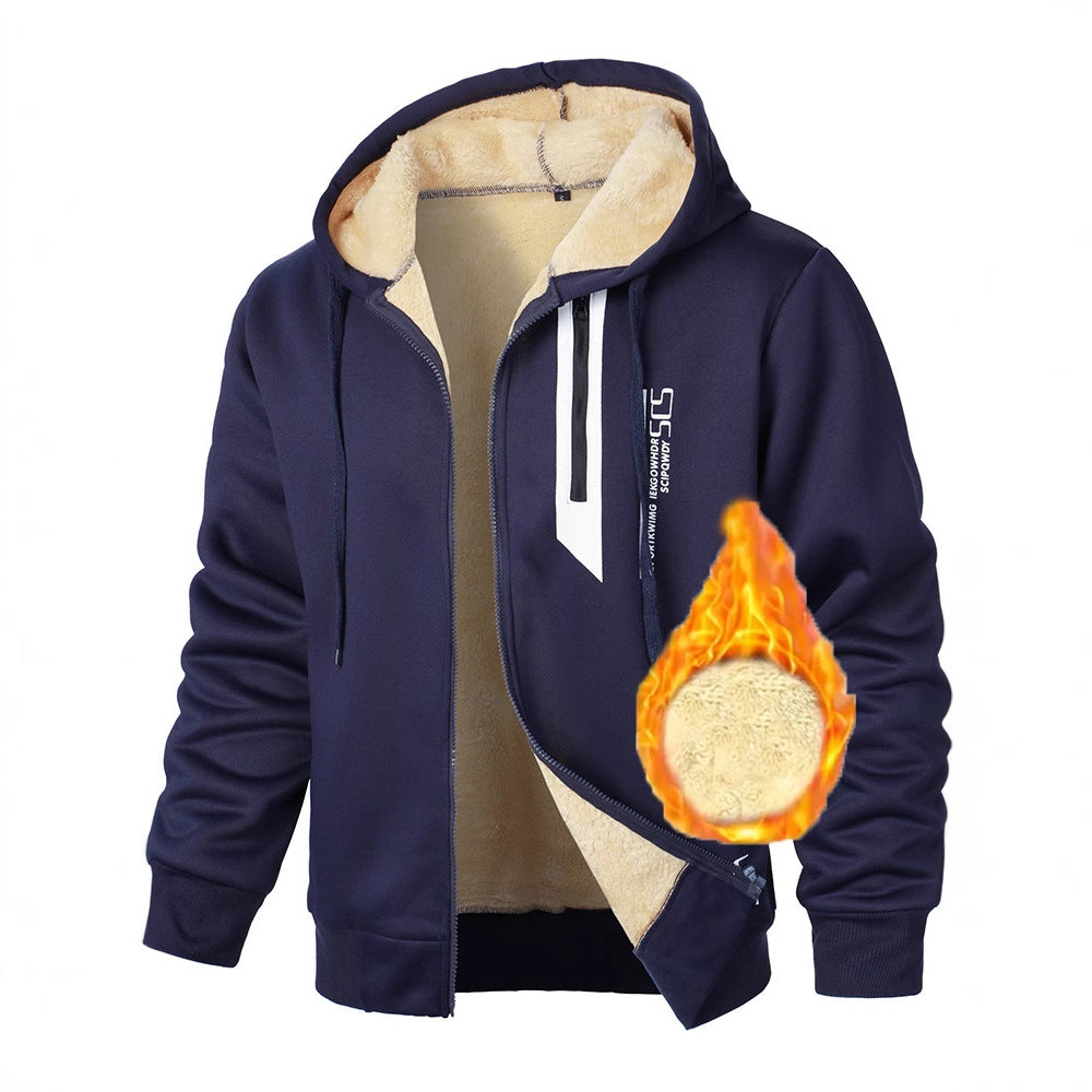 Veste à capuche en polaire pour hommes avec doublure chauffante et poches zippées pratiques Chic und Stil