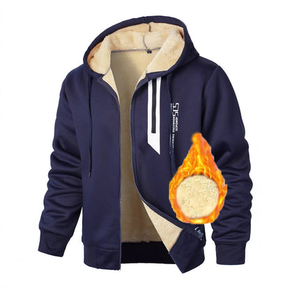 Veste à capuche en polaire pour hommes avec doublure chauffante et poches zippées pratiques Chic und Stil