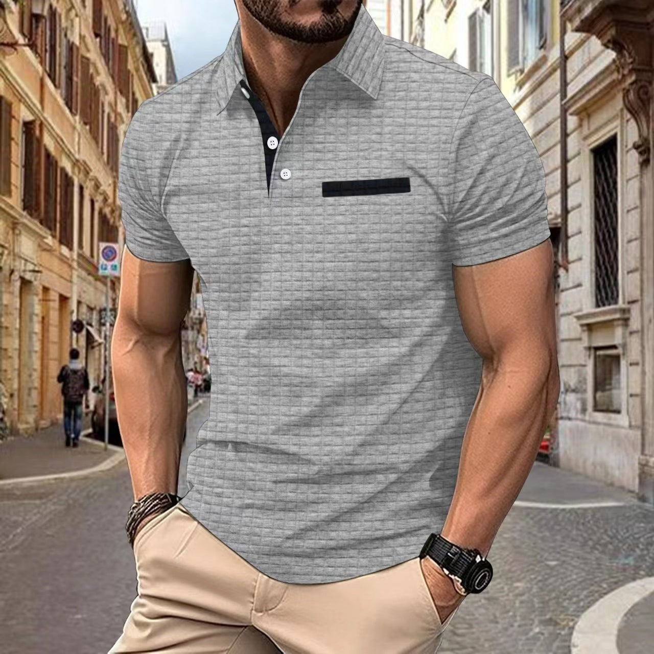 Polo homme en coton structuré à manches courtes avec design moderne Chic und Stil