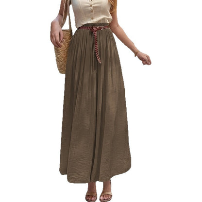 Robe Maxi longue pour femmes avec ceinture élastique et tissu fluide Chic und Stil