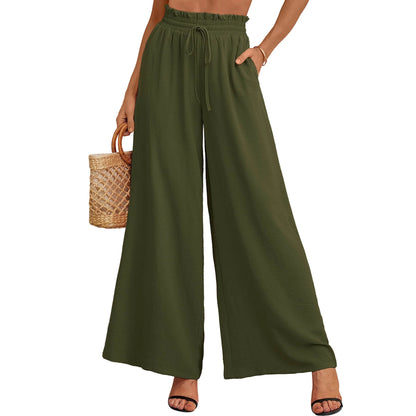 Women Summer Loose and Airy Pants with Elastic Waistband and Ties Chic and Style