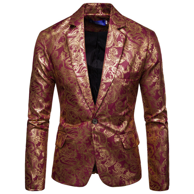 Blazer exclusif pour hommes en sequins avec des ornements dorés et une coupe moderne Chic und Stil