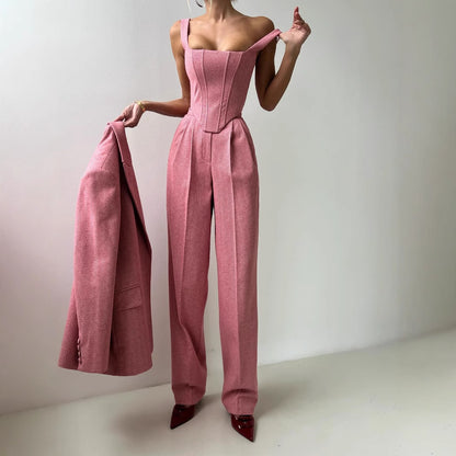 Dames Élégant Combinaison avec coupe cintrée et détails Chic und Stil