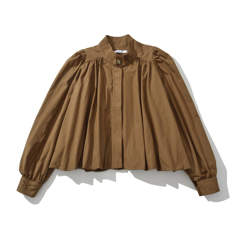 Blouse féminine à la mode avec des fronces élégantes et un col profond Chic und Stil