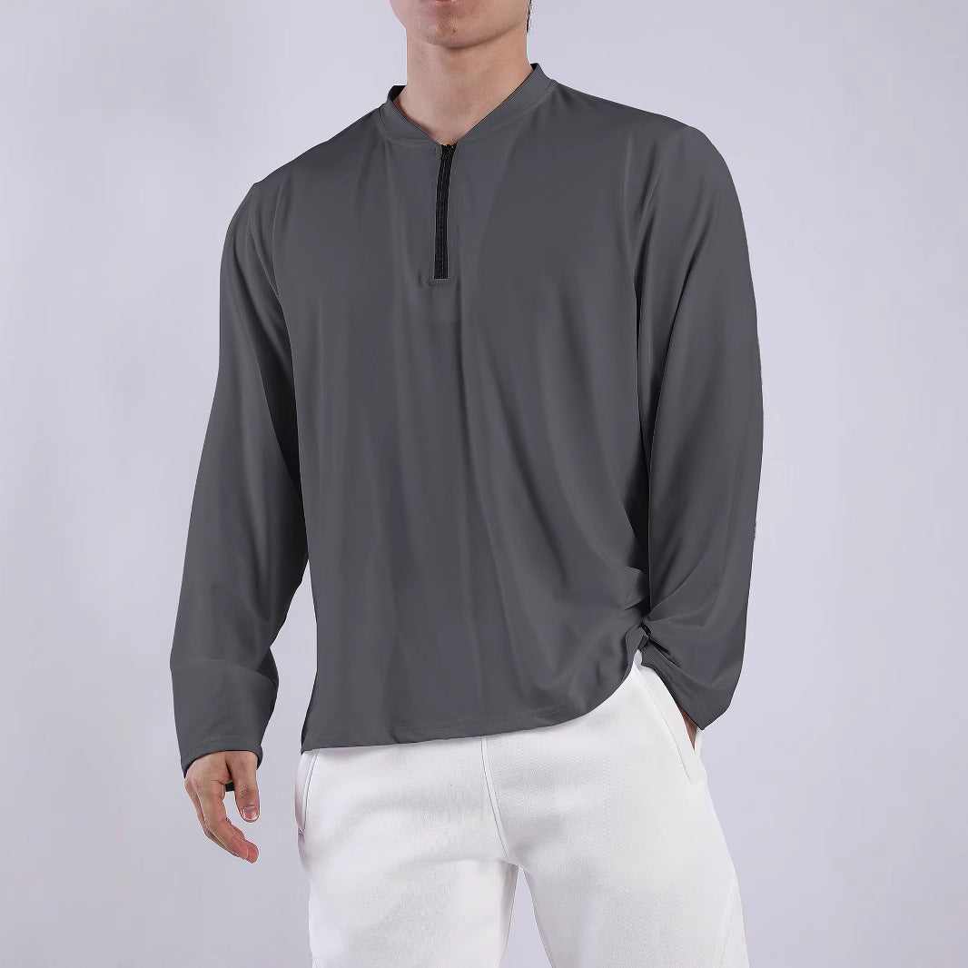 Functional long-sleeve shirt for men with high collar and zipper Chic und Stil