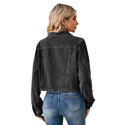 Veste en jean cropped pour femmes avec col classique Chic und Stil