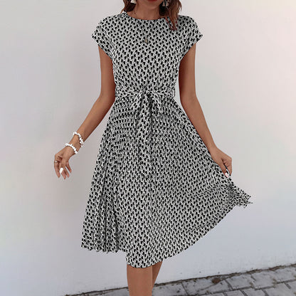 Robe midi à imprimé floral pour femmes avec cordon de taille réglable Chic und Stil