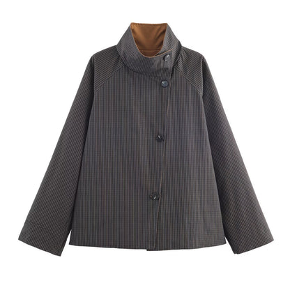 Dames élégante veste de transition avec des boutons décoratifs et un col montant moderne Chic und Stil