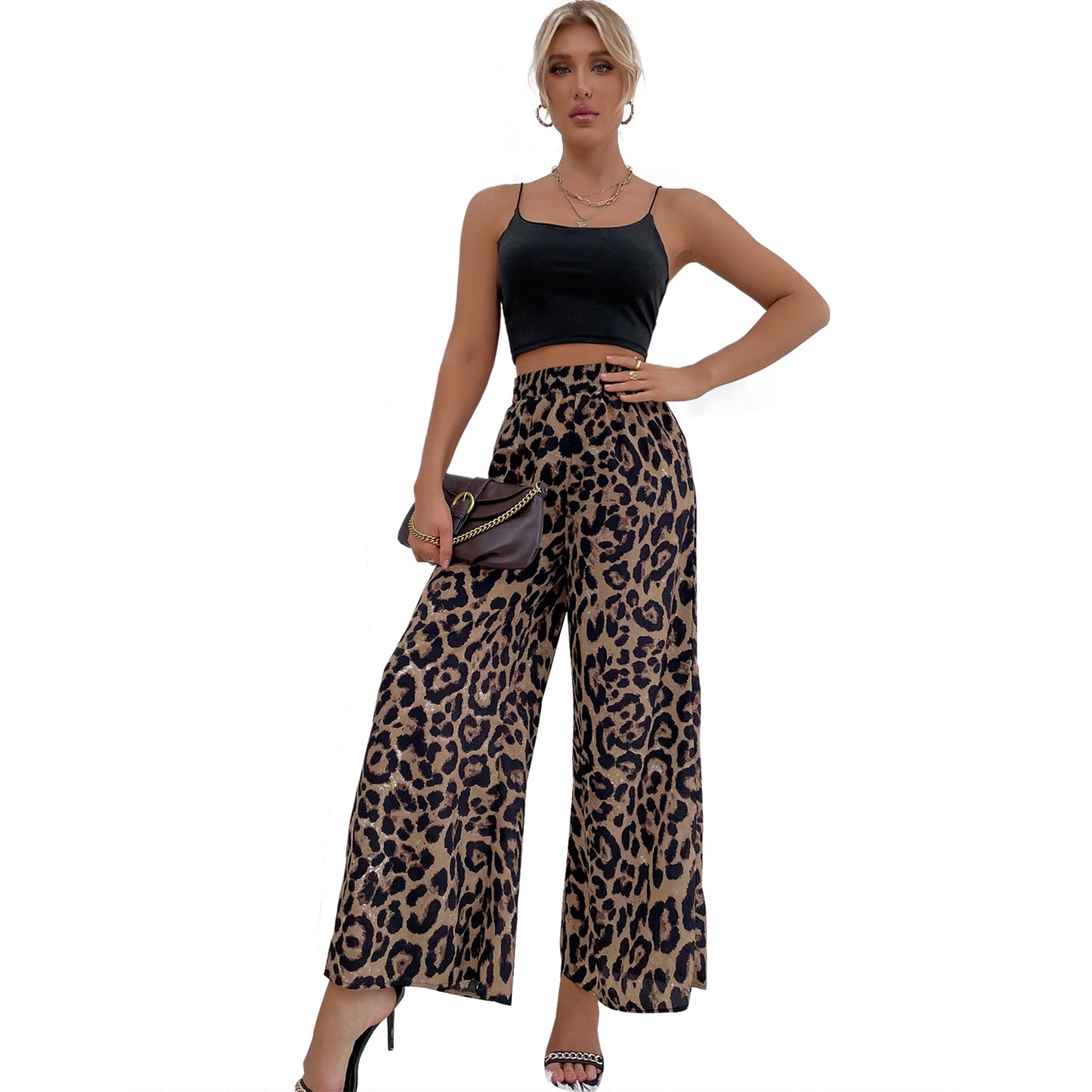 Wide-leg Palazzo pants for women with a modern leopard pattern Chic and Style