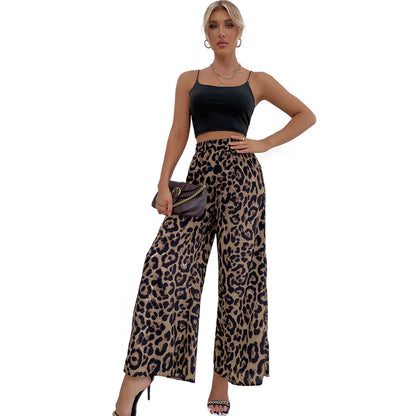 Wide-leg Palazzo pants for women with a modern leopard pattern Chic and Style