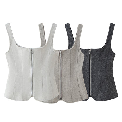 Dames Hautement ajusté Bustier haut avec fermeture éclair élégante Chic und Stil