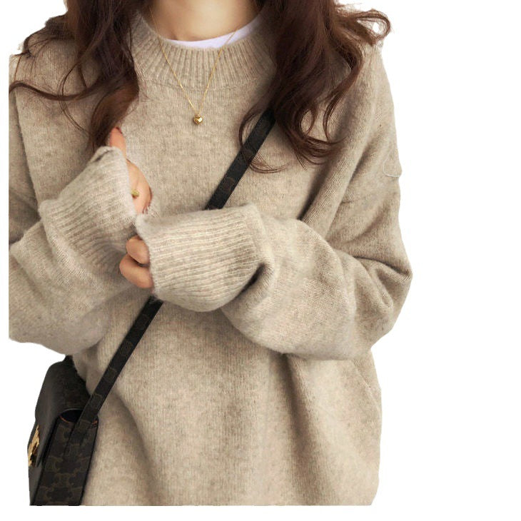 Dames Pull oversized épais avec col haut et tricot côtelé Chic und Stil