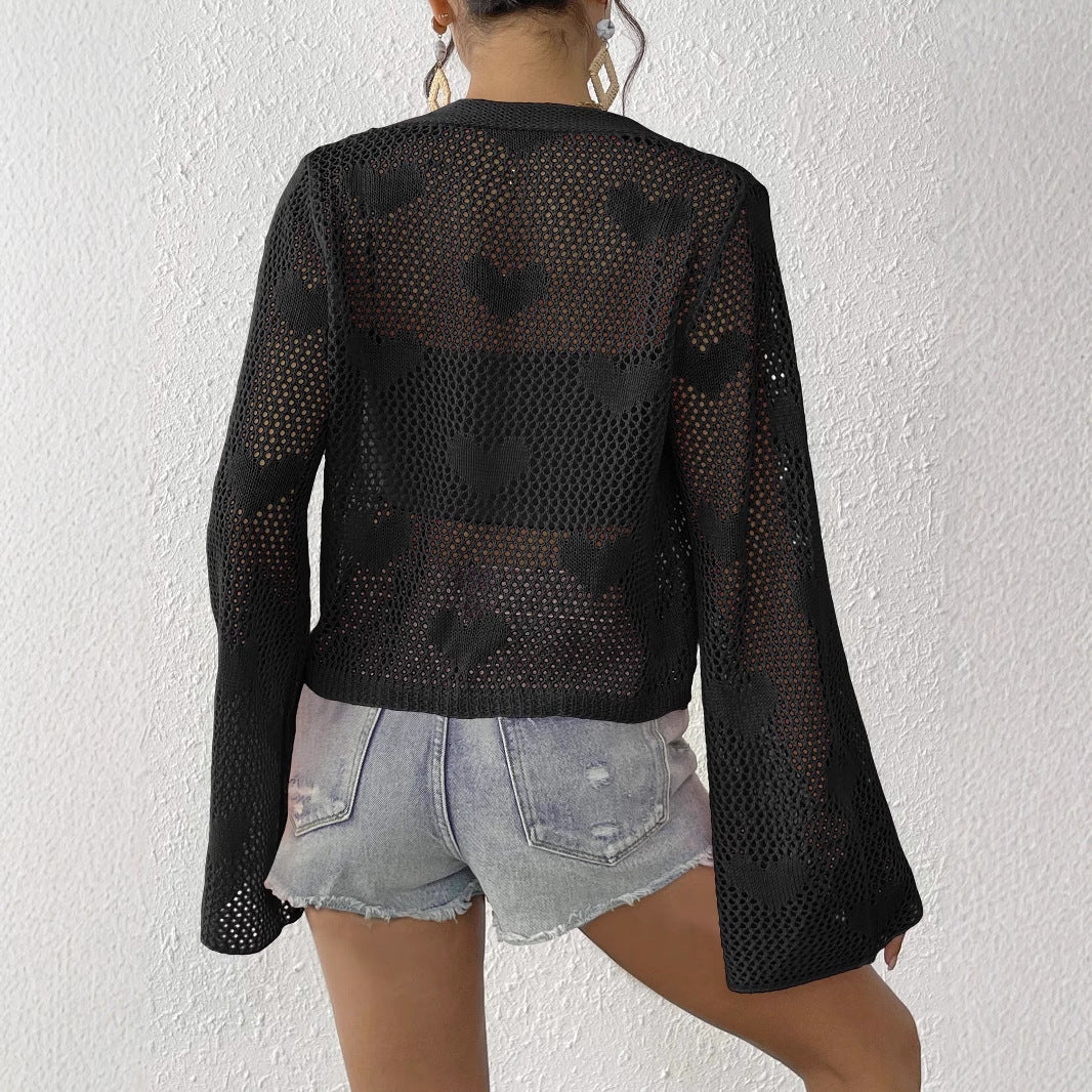 Dames Crochets Plage Couverture Cardigan Chic und Stil