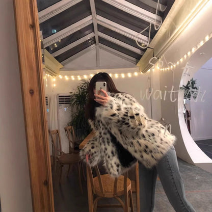 Dames Fluffy Fausse fourrure Veste Chic und Stil