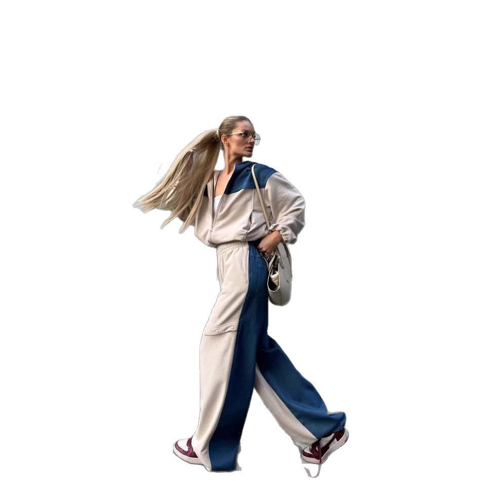 Women's sports set with trendy color block design and relaxed fit Chic and Style