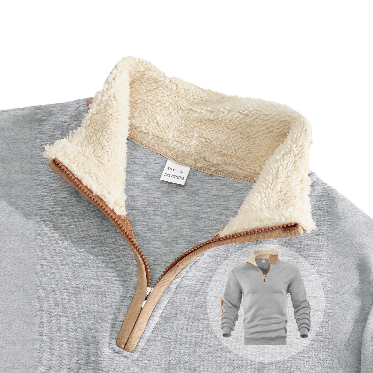 Microfleece pullover for men with half zip and contrasting elbow patches Chic und Stil