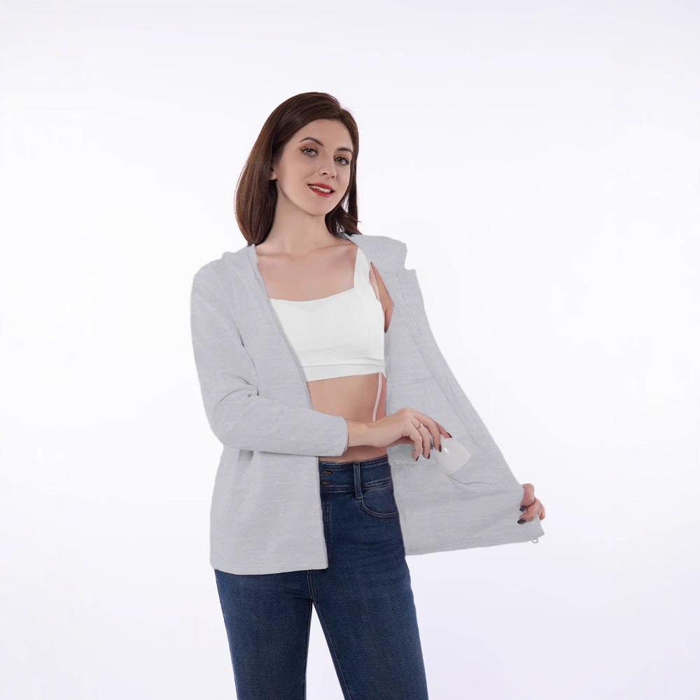 Veste à capuche zippée décontractée pour femmes avec poches fonctionnelles et composition de tissu respirant Chic und Stil
