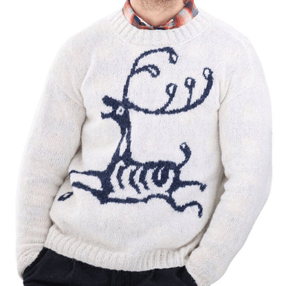 Pull large pour hommes avec motif de renne festif et mélange de laine de haute qualité Chic und Stil