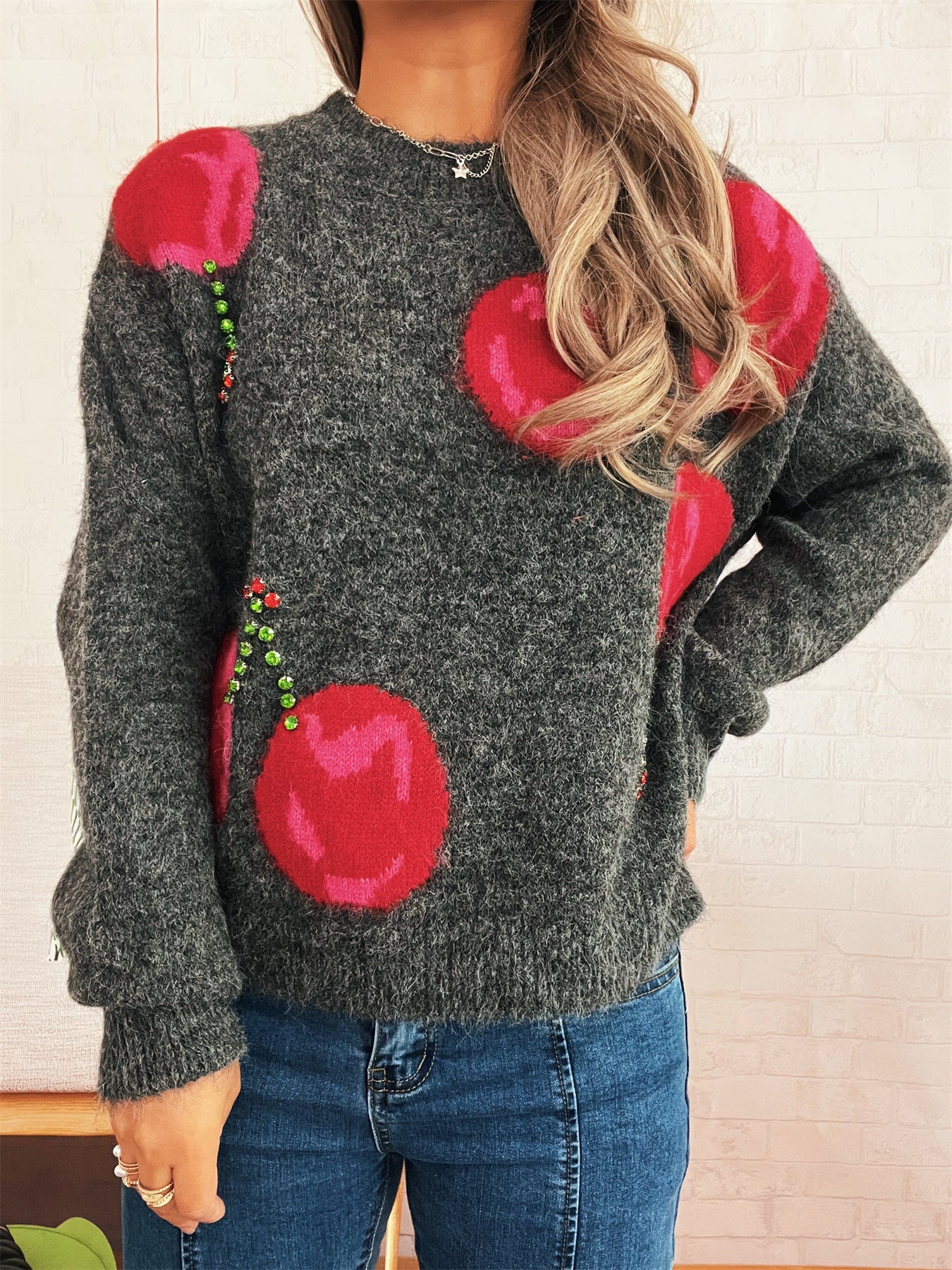 Pull à tricoter pour femmes avec motif cœur créatif et matériau doux Chic und Stil