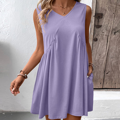 Robe femme fluide à décolleté en V avec poches latérales et coupe fluide Chic und Stil