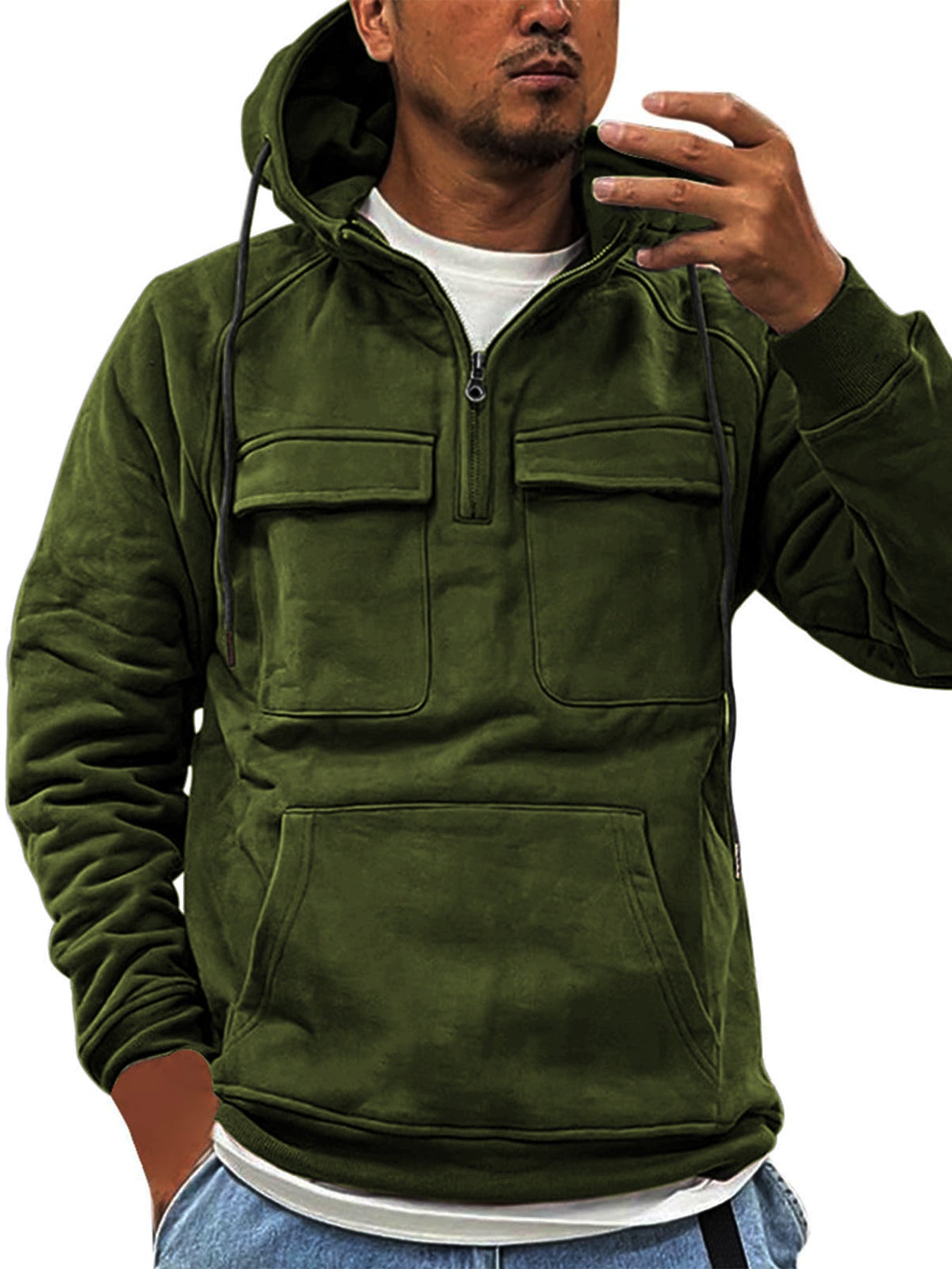 Outdoor pullover for men with practical pockets and high collar Chic and Style