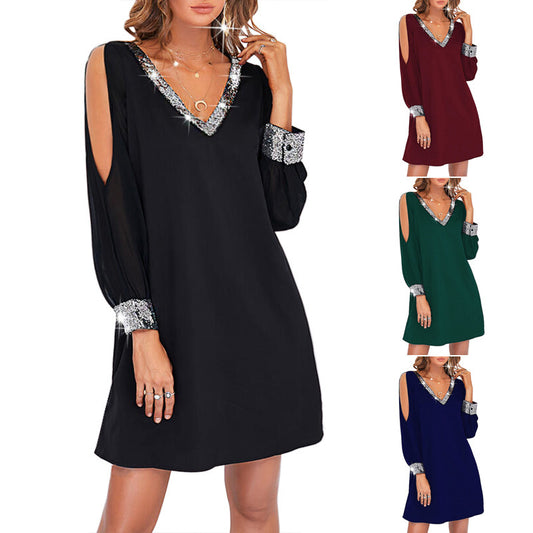 Robe mini élégante pour dames avec épaules dégagées et accents en sequins Chic und Stil
