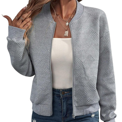 Casual bomber jacket for women with a fine texture design and practical pockets Chic and Style