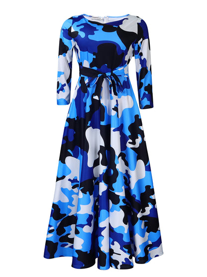Robe maxi pour femmes avec ceinture à la taille et manches longues Chic und Stil