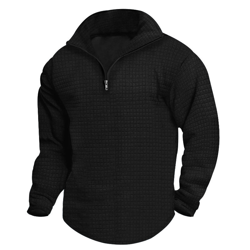 Pull en polyester à col montant pour homme, avec fermeture éclair pratique et design texturé Chic und Stil