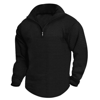 Pull en polyester à col montant pour homme, avec fermeture éclair pratique et design texturé Chic und Stil