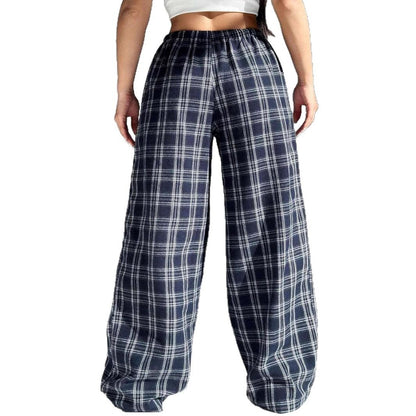 Loose plaid pants for women with elastic waist and practical pockets Chic and Style