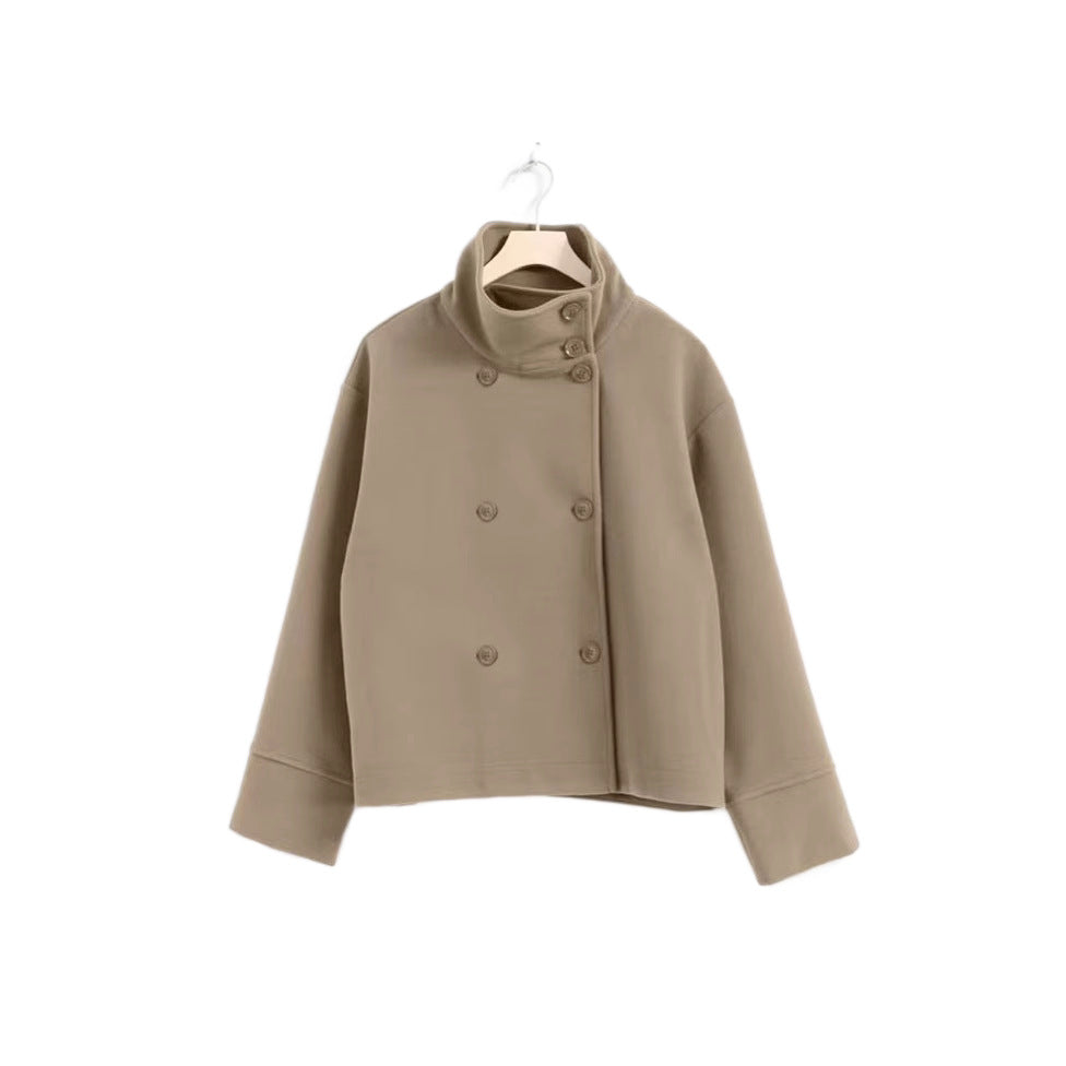 Cropped jacket for women with high collar and double breasted Chic und Stil