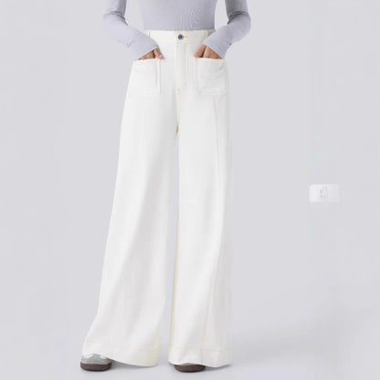 Women Loose Denim Pants with High Waist and Large Pockets Chic and Style