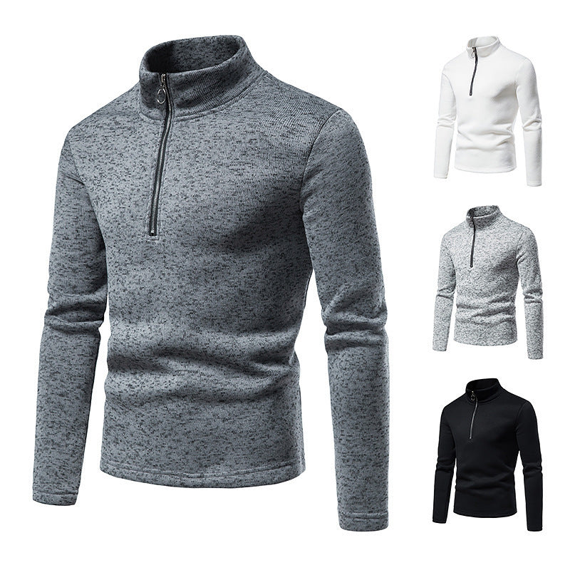Sporty pull for men with a modern high collar and practical zip details Chic and Style